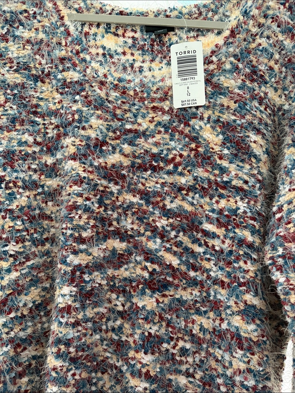 torrid Multicolor Off-the-Shoulder Sweater - Blue, Red, Cream